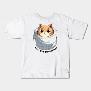 Cat Wrapped in Toilet Paper Kids T-Shirt